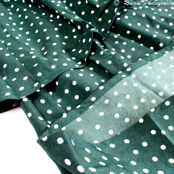 Green Polka Dot Layered Front Tie Cami Mini Dress - Picture 7 of 8